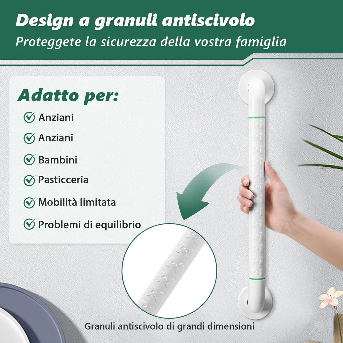 2 x 50 cm Maniglia per doccia – Maniglia in acciaio inox