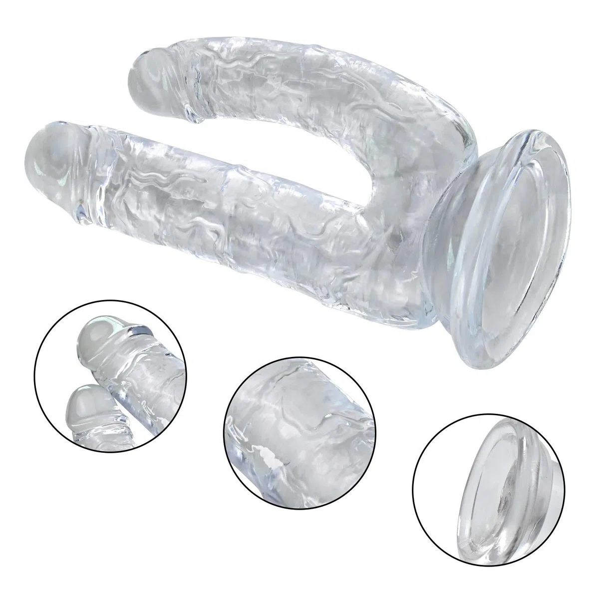 Doppia Testa Dildo Realistico Ano Vaginale Doppia Stimolazione Pene Trasparente Con Forte Ventosa Glande E Vene Texture Per Donne Uomini G-spot P-Spot Masturbazione Giocattolo Per Adulti