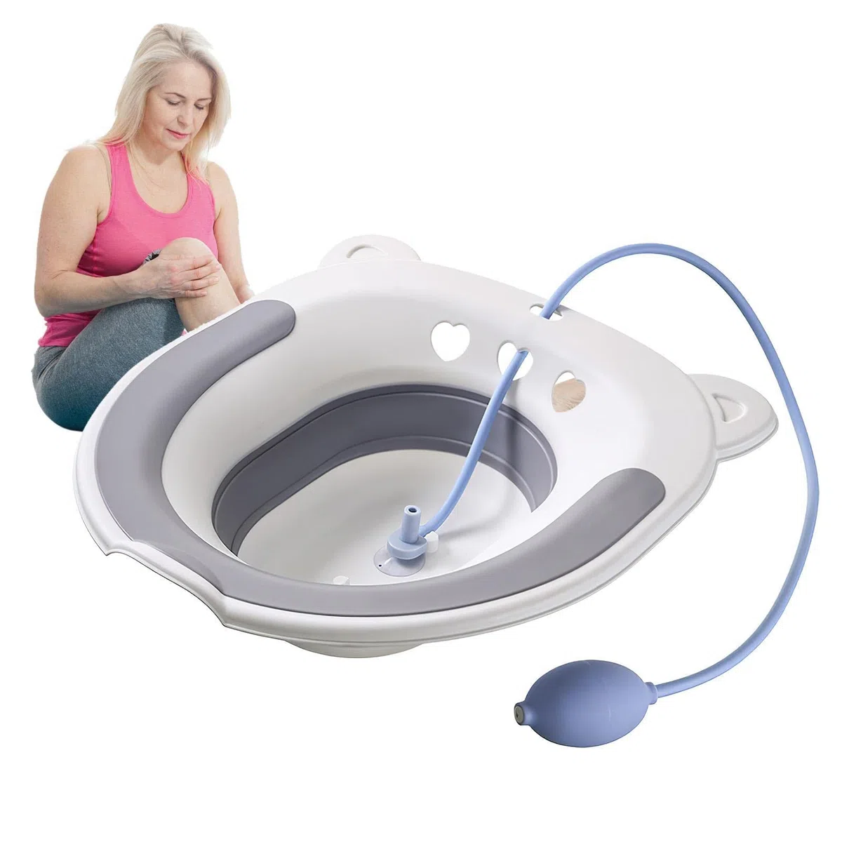 Semicupio per le emorroidi,Bagno Sitz Emorroidi Pieghevole, Si Siede Vasca Da Bagno Per Un Sollievo Lenitivo - Con Flusher, Sits Bath Pan si adatta alla maggior parte dei WC, WC da bagno Sitz Rianpesn