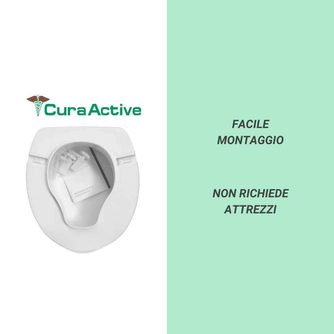 CURA FARMA Cura Active - Rialzo WC per Anziani e Disabili di 14H cm, Sollevatore Universale con Manopole di Blocco - Alzawater per Anziani, Protesi Anca e Mobilità Ridotta, Pratico ed Ergonomico