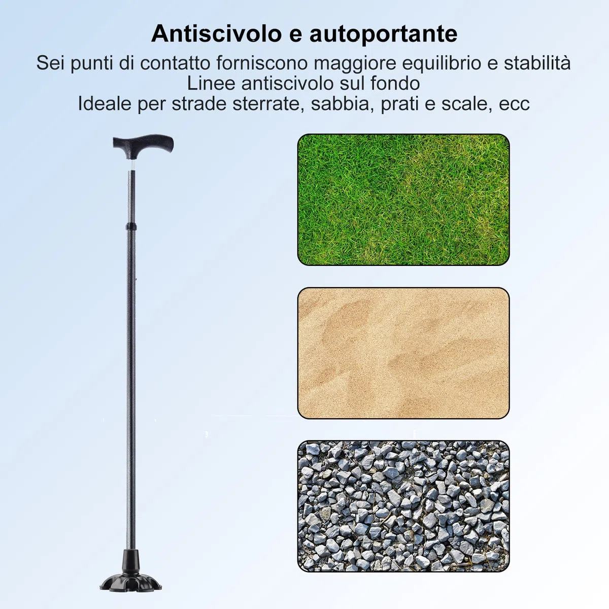 supregear Puntali in Gomma da 19 mm, Puntale Autoportante Gommini per Stampelle, Antiscivolo Base Larga con 6 Gambe per Bastoni da Passeggio