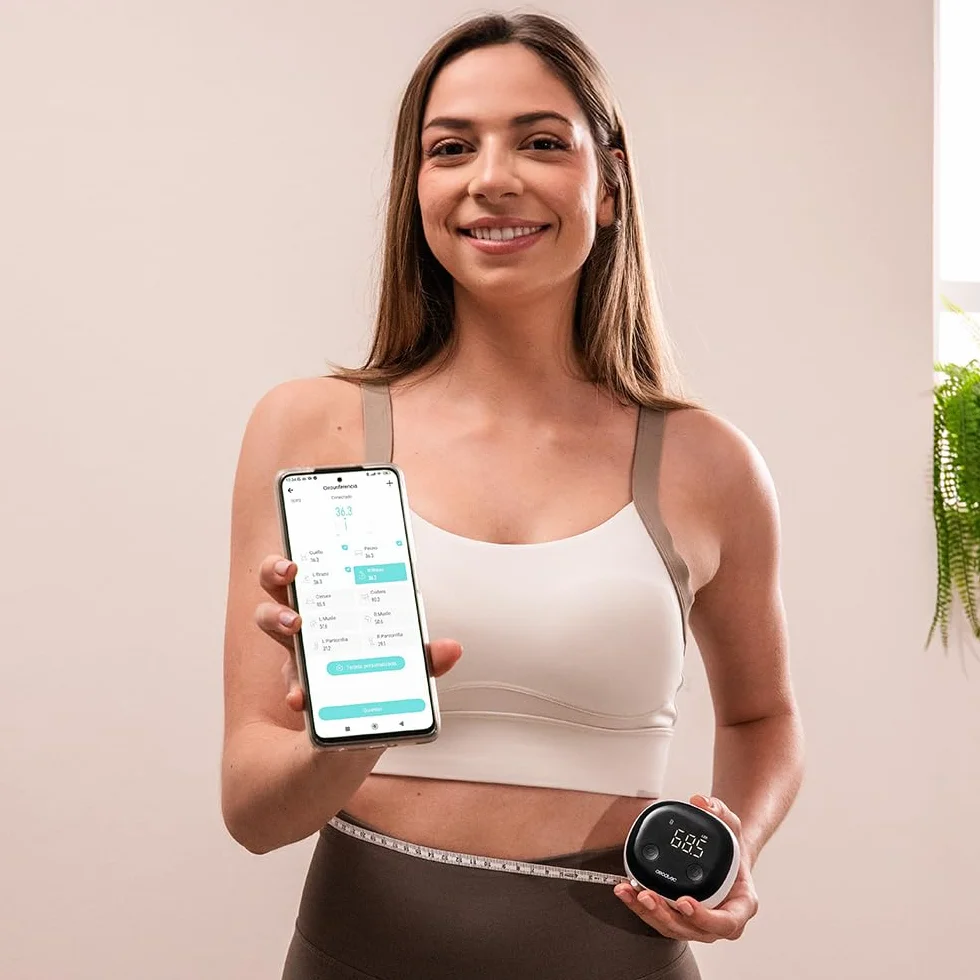 Cecotec Nastro metrico digitale con Bluetooth, display LED e app Surface Precision Body. Monitora le tue misurazioni del corpo, sincronizza facilmente con il tuo smartphone, funzione di