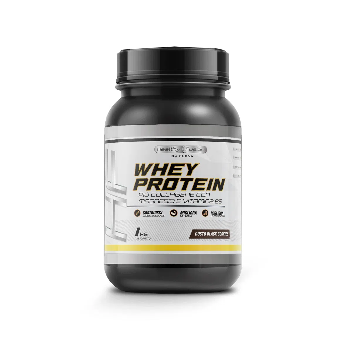 Whey Protein in Polvere Healthy Fusion | Proteina Premium 100% Pura + BCAAS + Aminoacidos | Alto Contenuto Proteico | Maggiore Crescita Muscolare, Recupero e Benessere Generale | Gusto Biscotti 1kg