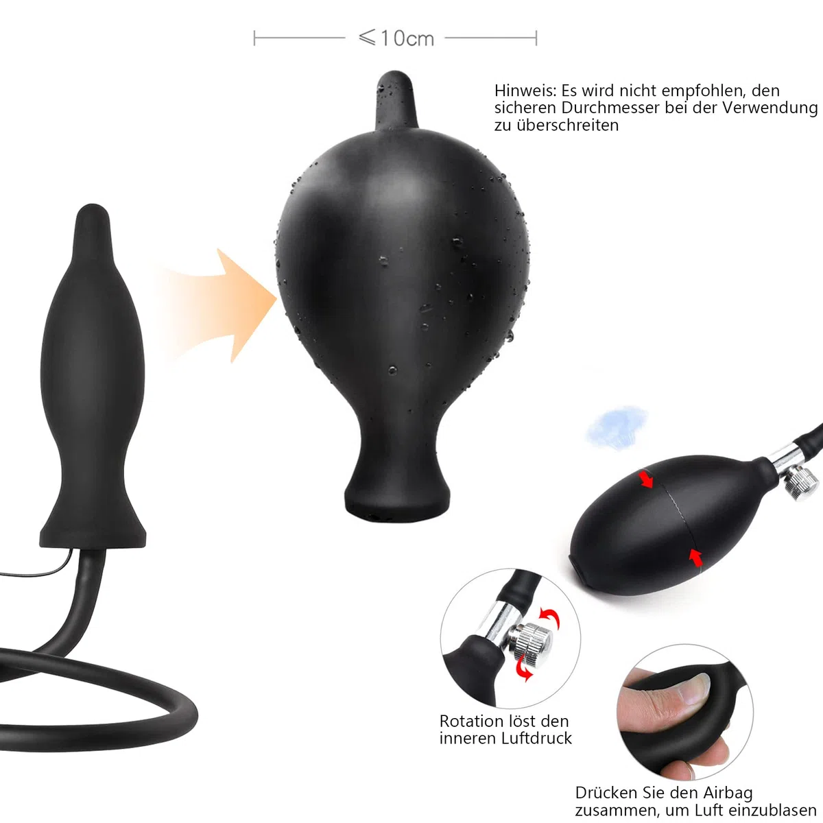 BDSMYEE Plug Anale Gonfiabile Dilatatore Anale Vibrante con 10 Frequenze di Vibrazione, Plug Anale in Silicone Massaggio Prostatico Giocattoli Sessuali Anali