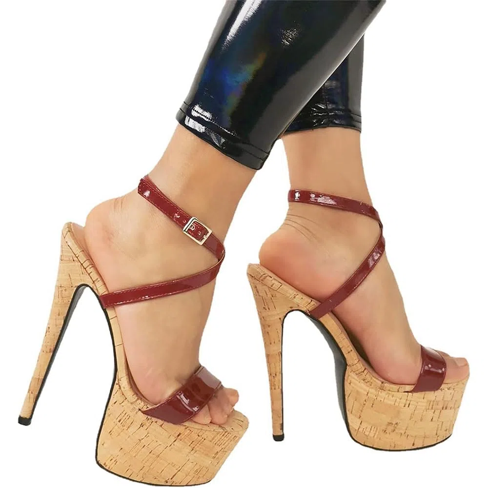 Scarpe da donna con cinturino alla caviglia Tacchi alti Sandali open toe con plateau da donna Spogliarellista sexy Club Pole Dance Tacchi Scarpe da cerimonia per feste di grandi dimensioni