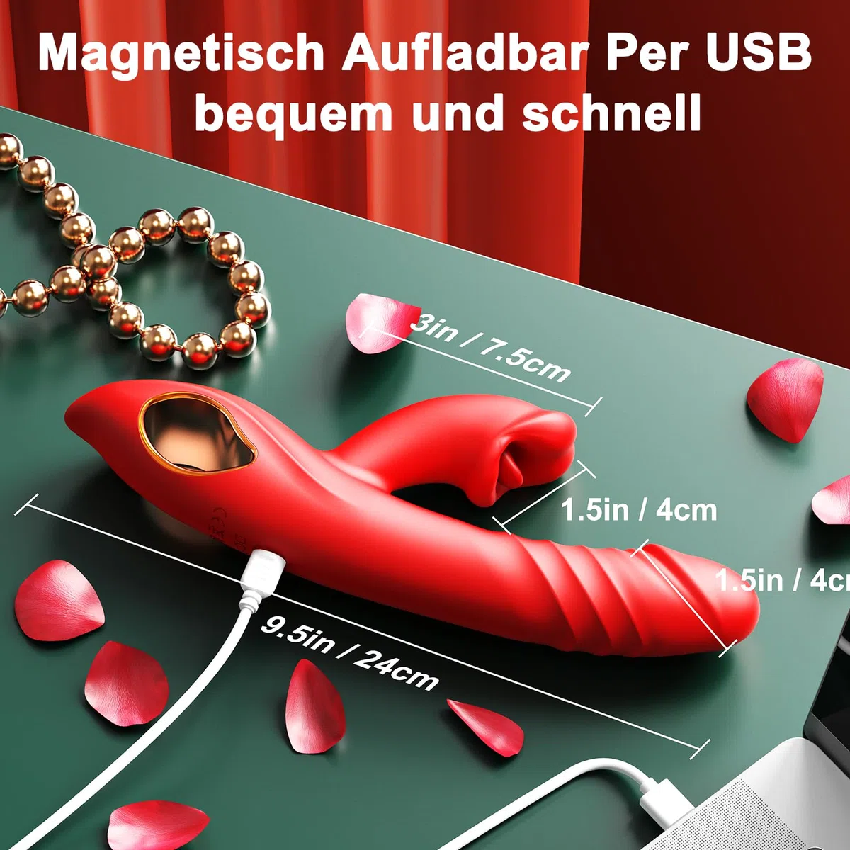 Vibratoreper Donna Professionale, Sex Toys, 3 in 1 Vibratore Clitoride, Succhia Clotoride per Donna, 10 Modalità di Vibrazione Integrate, 5 Modalità di Aspirazione, Impermeabile, Rosso