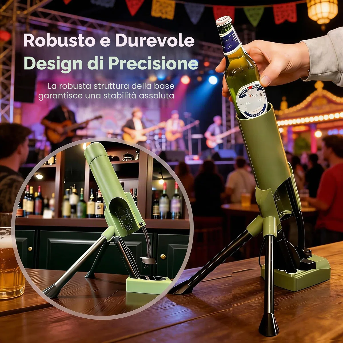 Apribottiglie per mortaio, Beer Bottle Opener tubo di apertura per mortaio, 51mm pesante tattico a mani libere, divertente apribottiglie di birra per bar, scrivanie, scaffali
