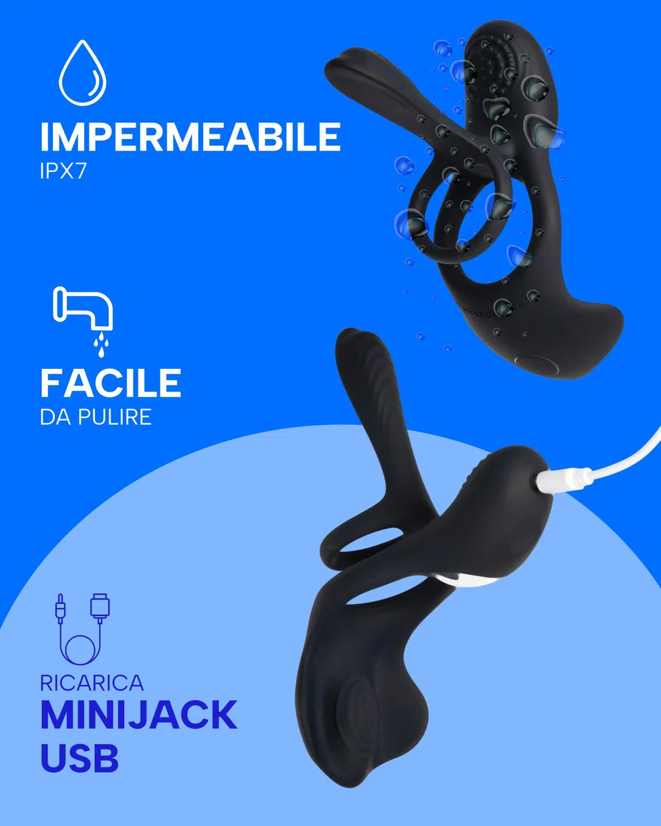 MySecretCase Anello Pene Cockring - Anello Vibrante per Lui e Lei, Vibratore Per Uomo Telecomandato via App, Anelli Pene Sextoy, Stimolatore Fallico Coppia (Nero)