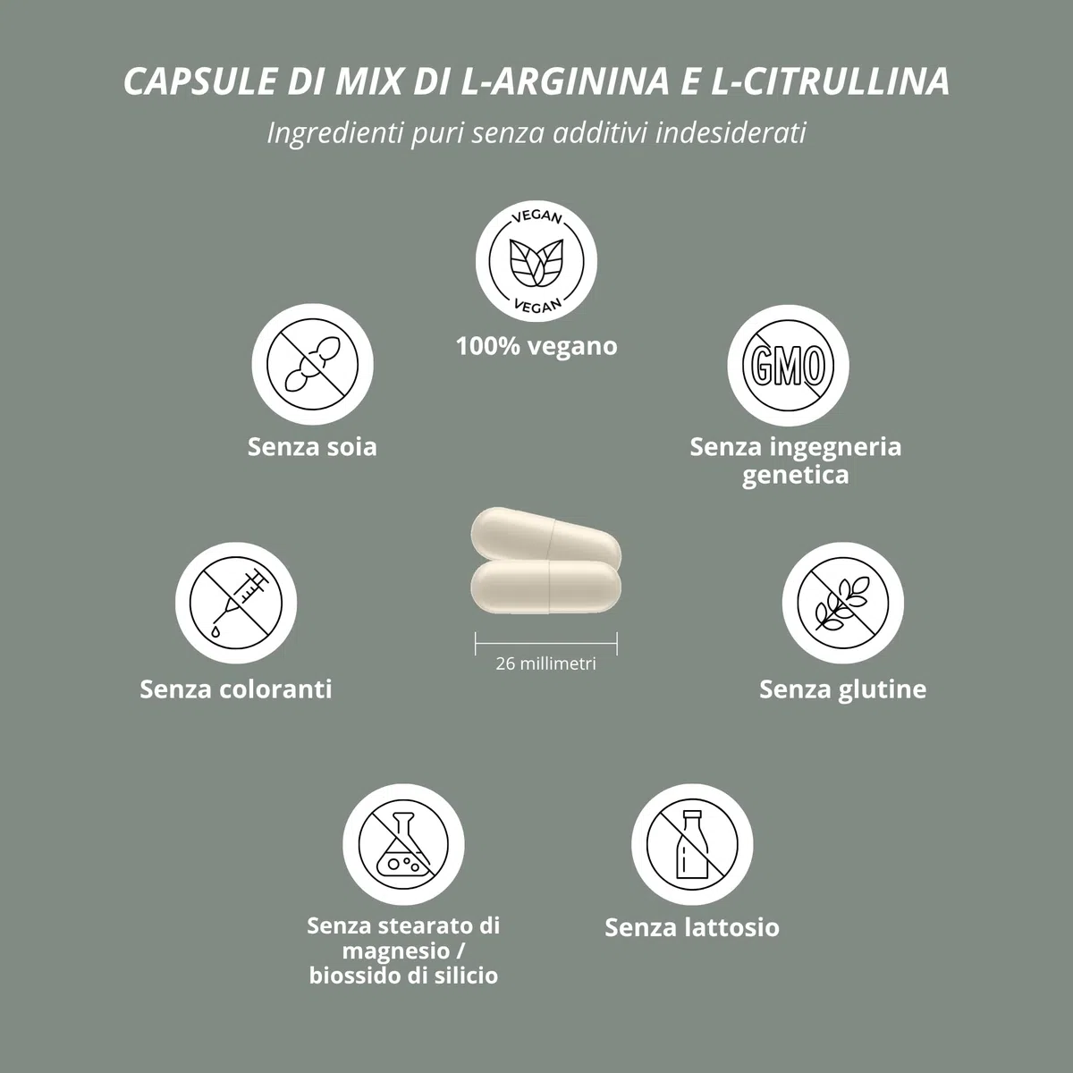 Nutri + Capsule Arginina Citrullina - 360 Capsule alto Dosaggio + vegane - 3000mg L-citrullina Malato + L-arginina Base - Bodybuilding - Qualità premium senza Magnesio Stearato o Additivi