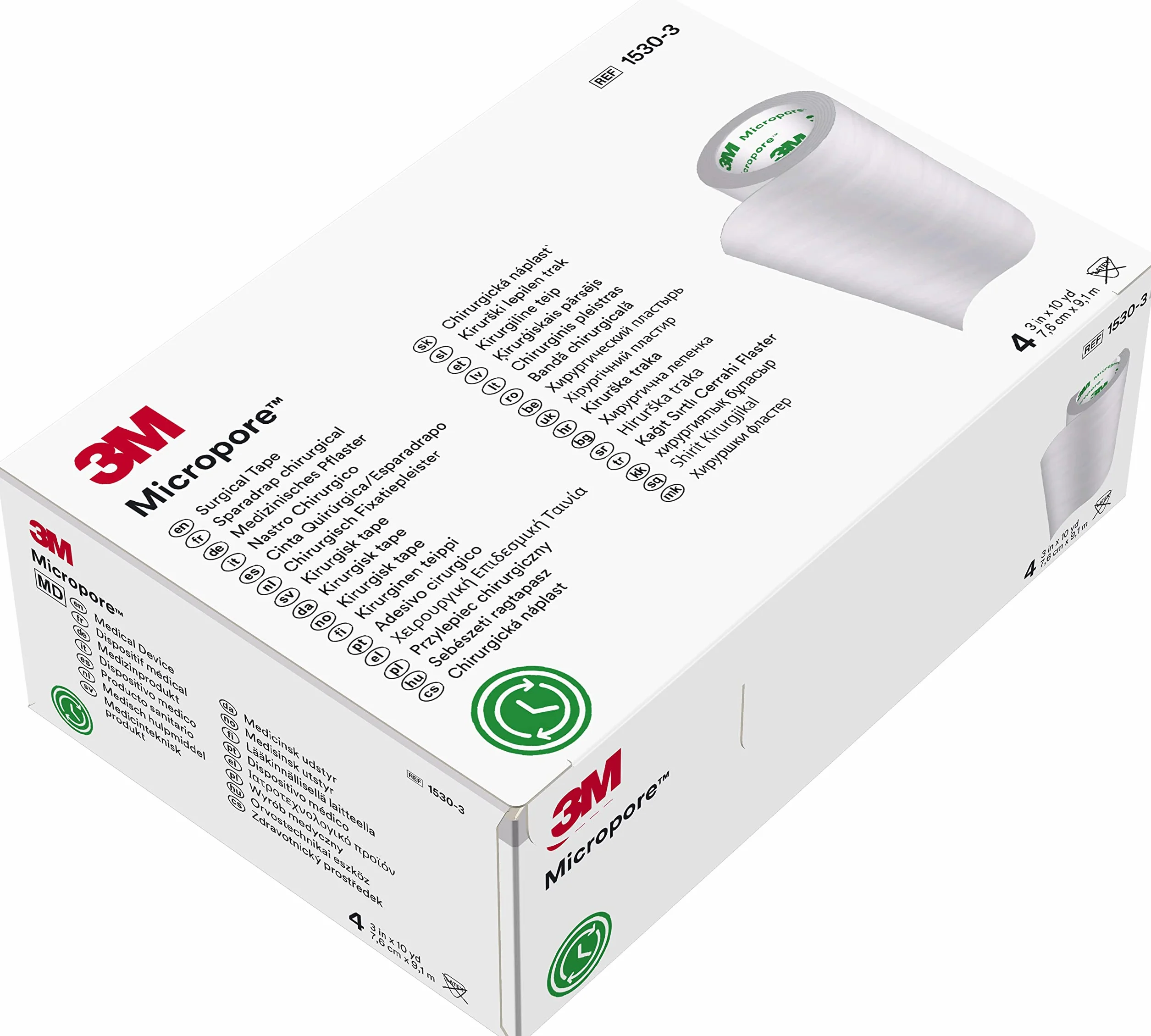 3 m Micropore MM1530 – 3 3 m Micropore Surgical tape 7.5 cm x 10 m (confezione da 4)