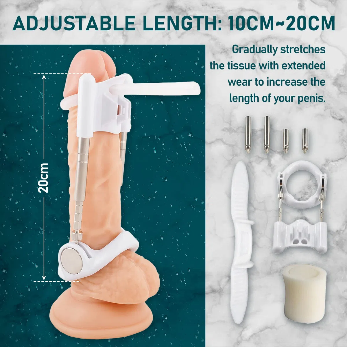 Dilatatori per pene, ingrandimento dell'erezione, estensore di resistenza, set di massaggio per pene maschile, giocattolo per l'ingrandimento del pene 2 in 1, design Sex toy per gli uomini
