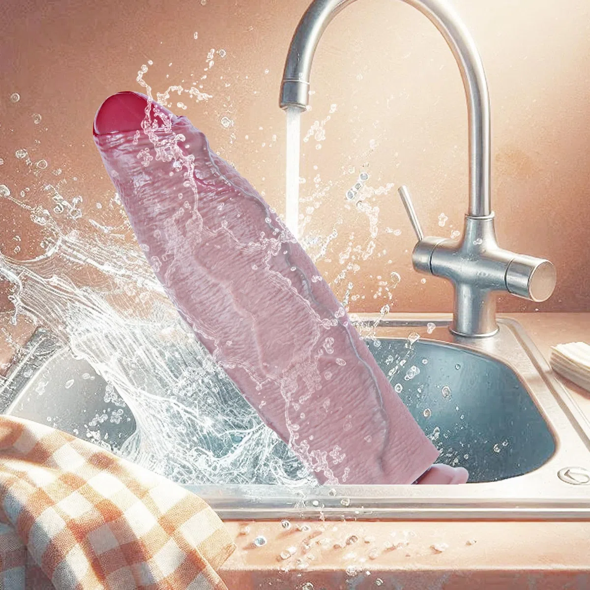 Dildo realistico non circonciso lungo 26 cm, diametro 6 cm, spesso e realistico, grande ventosa, dildo punto G extra spesso, silicone a doppia densità, giocattolo per adulti per uomini e donne esperti