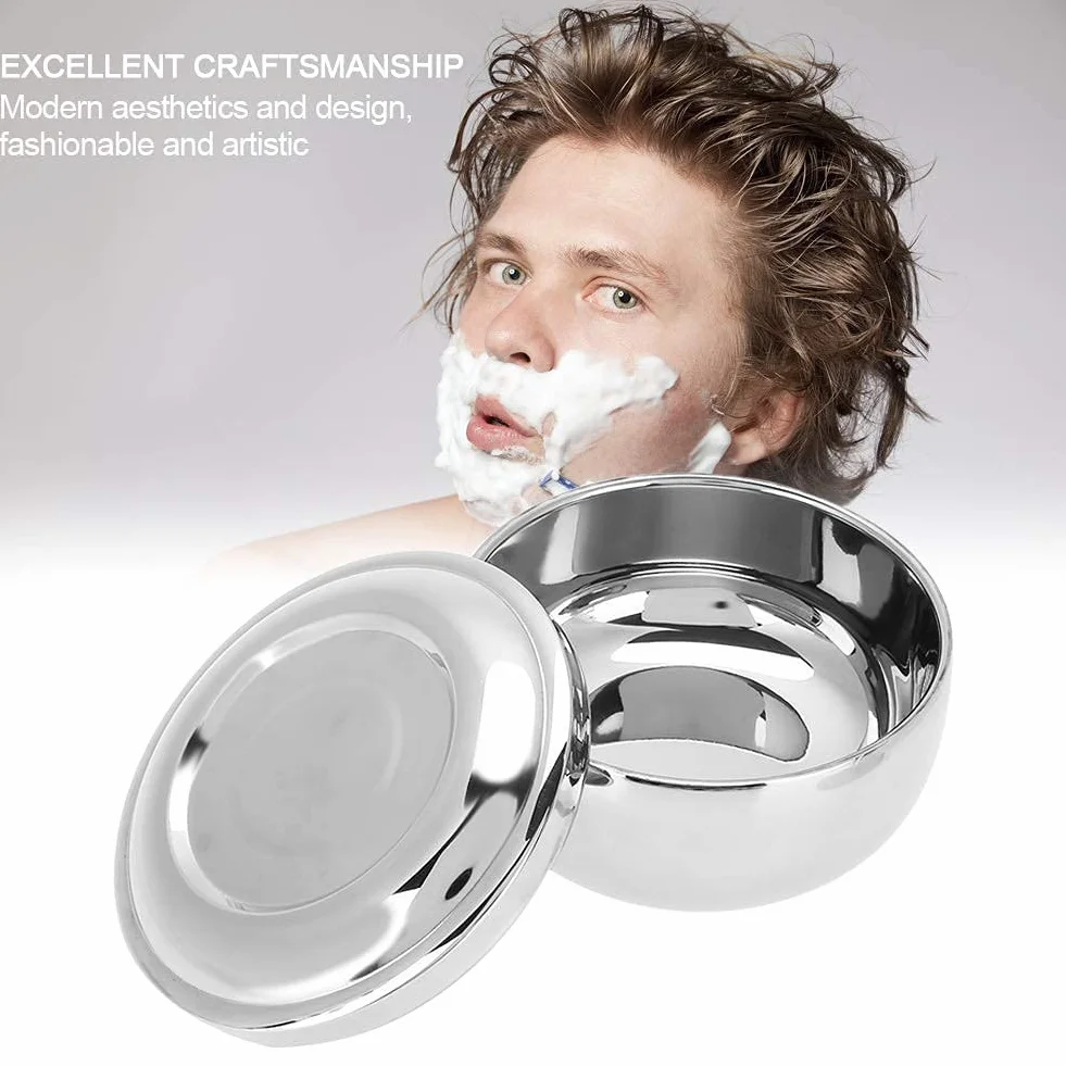 Ciotola per sapone da barba, ciotola shave tazza rasatura ,per sapone da barba a specchio adatto per la famiglia del salone,con copertura(10,5 cm)