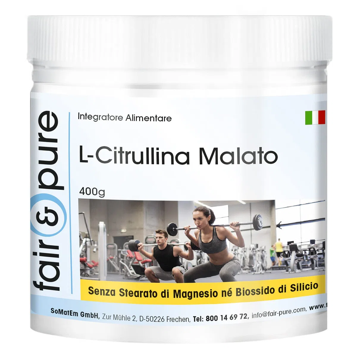 Fair & Pure® - L-Citrullina in polvere - Malato - Sostanza pura - Senza additivi - Senza zuccheri aggiunti - Neutra - 400g