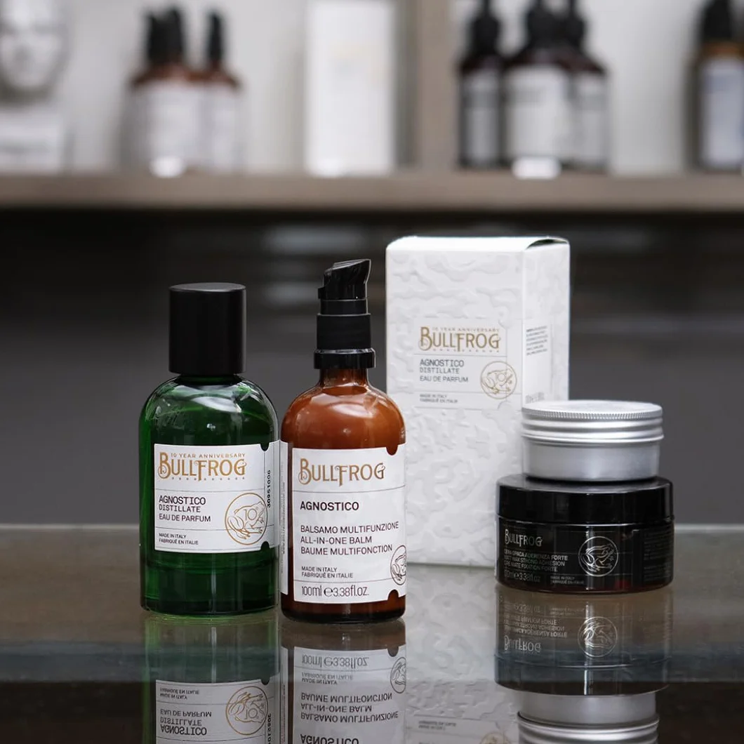 Bullfrog - Agnostico Balsamo Barba Multifunzione, Ideale per Nutrire e Idratare la Barba, Protegge dalle Irritazioni, Fragranza con Note di Anice, Cuoio, Tabacco e Bay Rum, Made in Italy, 100 ml