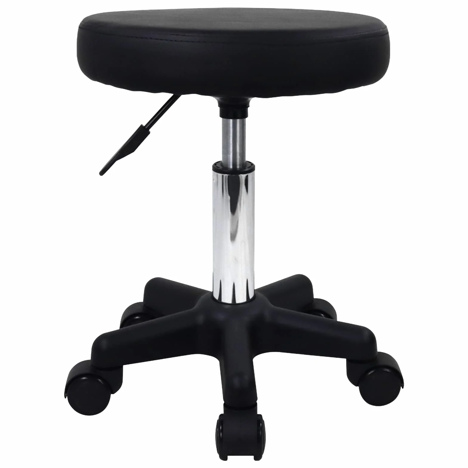 FURWOO Sgabello rotondo girevole altezza regolabile con ruote per Spa Salon Massage Nero