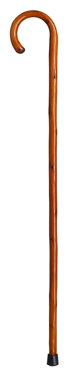 Bastone di supporto Camminare Legno Marrone 92 cm con Manico Curvo e Puntale in Gomma, Baton per Anziani (560)