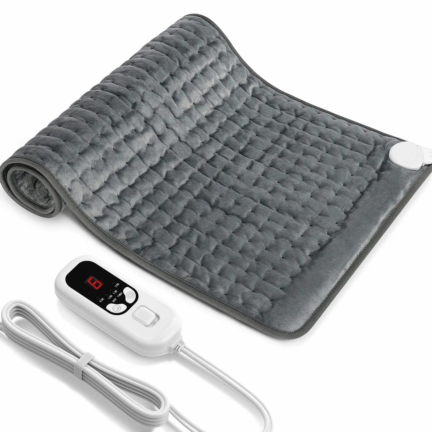 Termoforo Elettrico 84x43 cm – Per Schiena, Spalle e Addome, 6 Livelli Di Temperatura, 4 Timer, Riscaldamento Rapido, Spegnimento Automatico, Lavabile In Lavatrice – Grigio Scuro