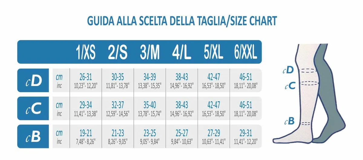 CzSalus Gambaletto medicale 2° classe (K2) a compressione graduata 200 den, senza punta