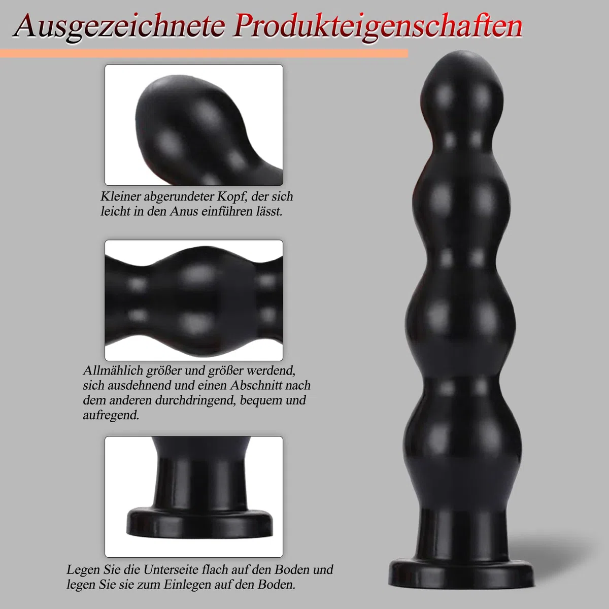 BDSMLOVE Palline anali con 4 Palline, Plug Anale Donne Uomo Coppia Dilatatori Anali SexToy, Plug Anali Sexytoysys Dildo, Butt Plug per uomini donne coppie principianti professionali (Nero)