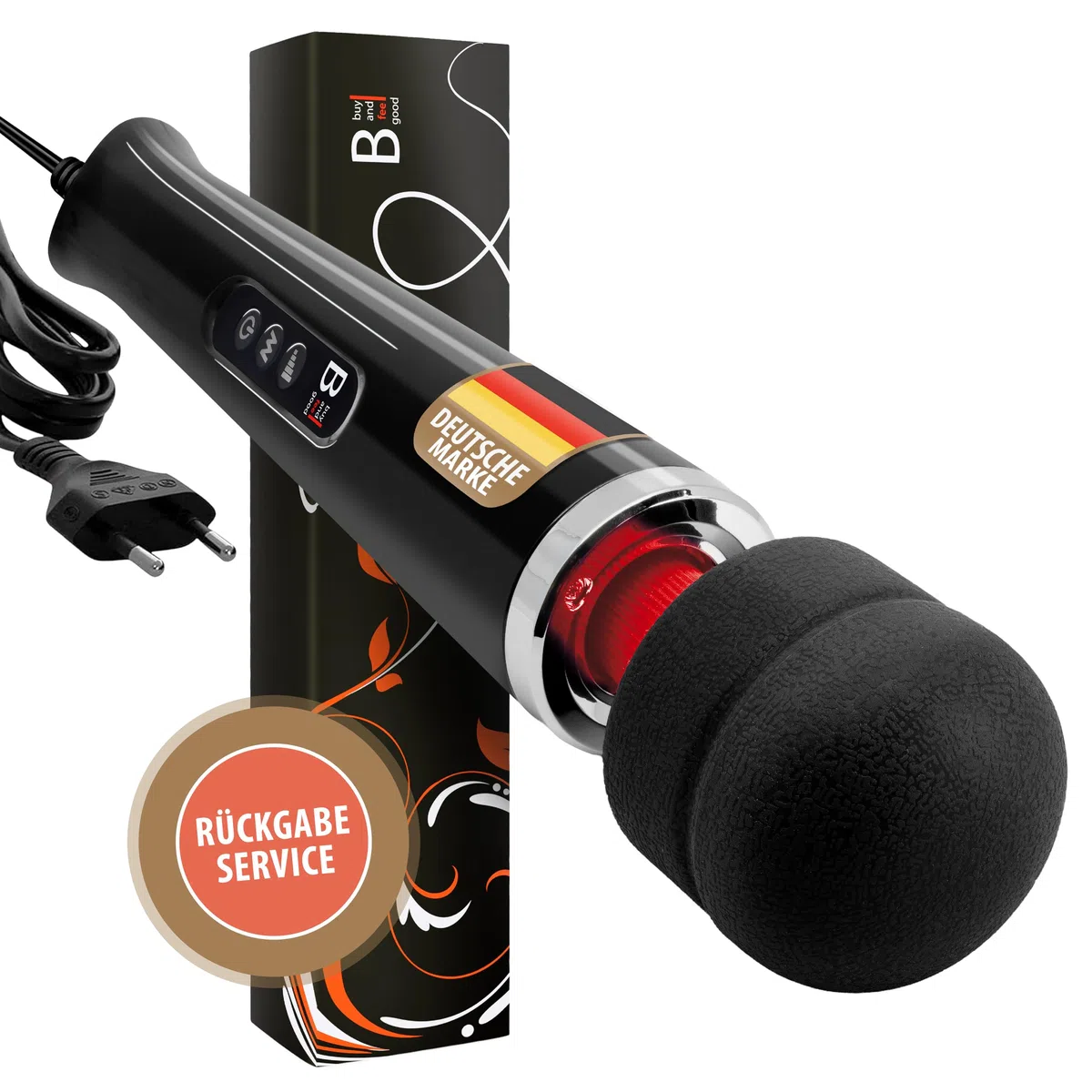 NUOVO – SUCCESSORE dell’originale di "BUYANDFEELGOOD” massaggiatore vibratori a bacchetta magica - ORA con pulsante EXTRA SPEED - Vibratori clitoridei in nero