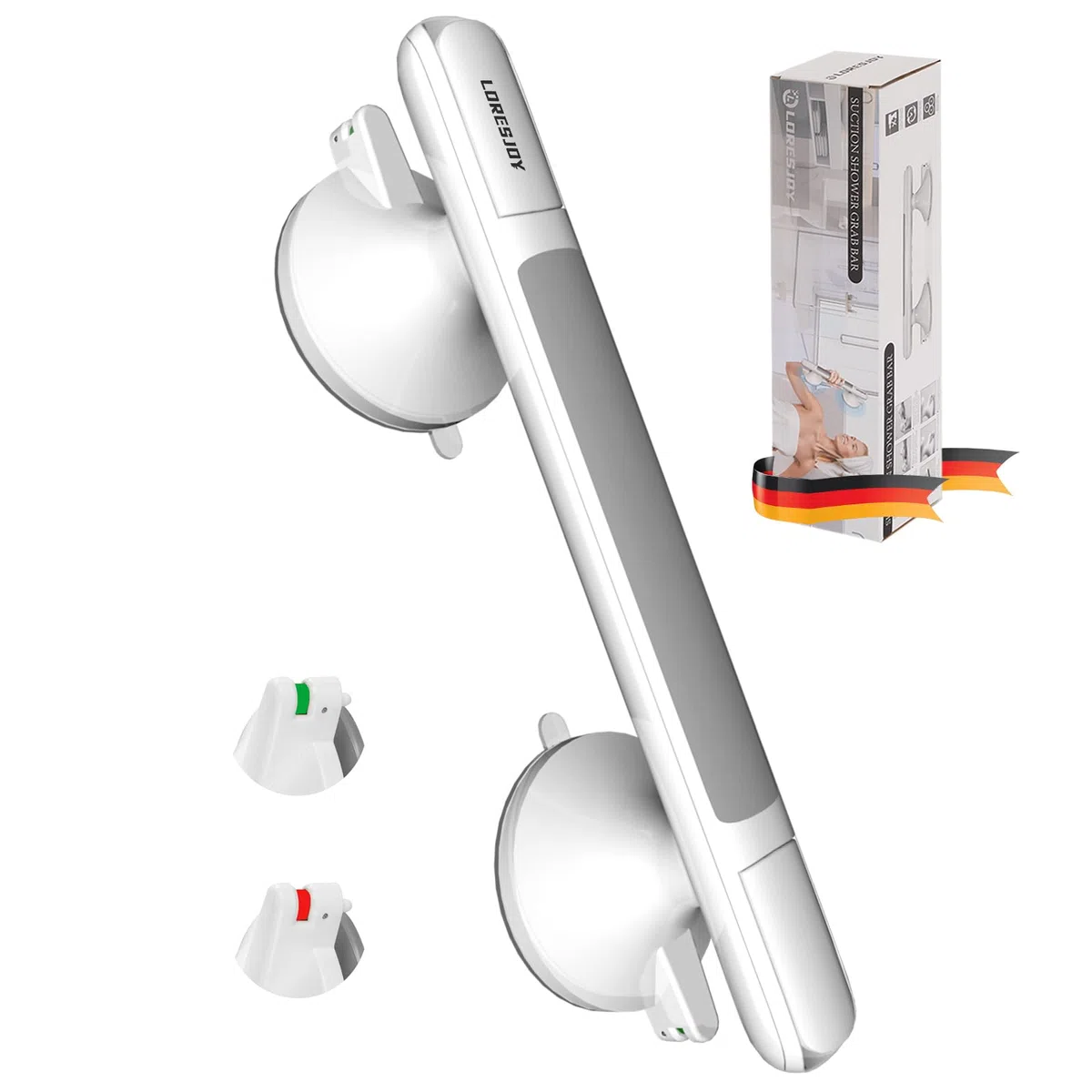 Maniglia Doccia Anziani, Maniglione Bagno per Disabili, 30CM Maniglia Ventosa per Doccia, Rimovibile Maniglioni Bagno per Anziani, Senza Foratura, Maniglione Bagno