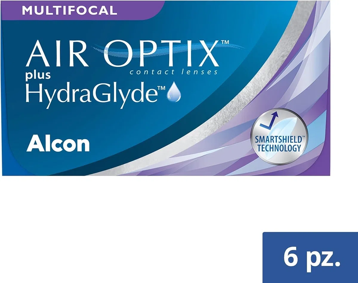 Air Optix plus HydraGlyde Multifocal lenti a contatto mensili | 6 lenti | BC 8.6 mm | DIA 14.2 mm | ADD MED | +02.50 diottrie