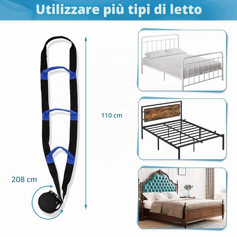 Supporto per scaletta da letto, corda per trazioni, per anziani e anziani pazienti costretti a letto, supporto per sollevamento con maniglia regolabile, supporto per sedersi, supporto di sicurezza per