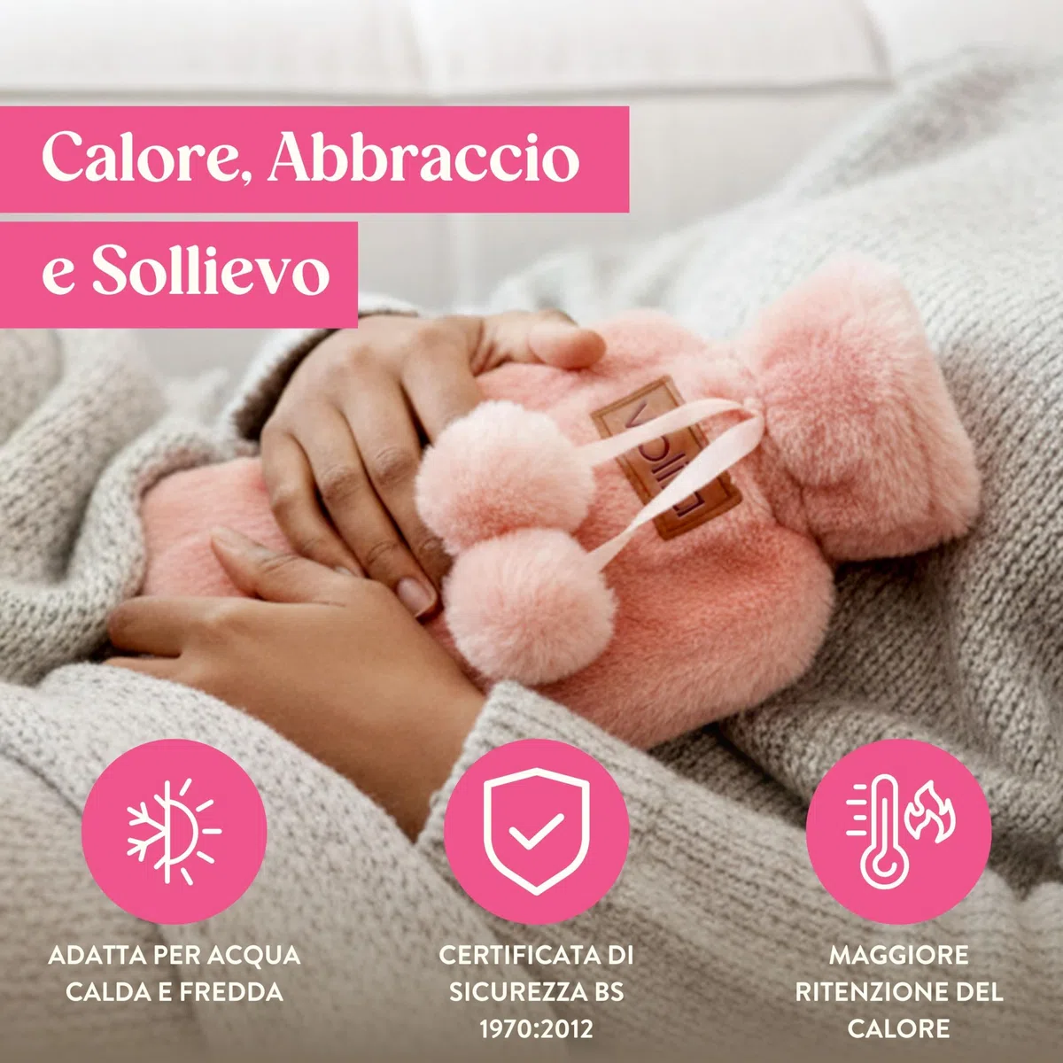 Set Regalo con Borsa Acqua Calda – Boule Acqua Calda Rosa da 1000ml con Calzini, Tazza, Candela, Mascherina per gli Occhi e Libro da Colorare con Matita