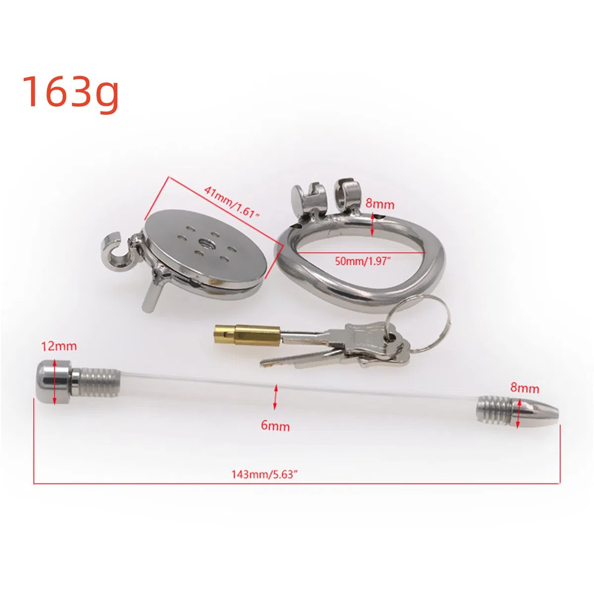 Flat Chastity Cage Stainless Steel Chastity Lock for Men with Silicone Tube Dark Lock Design, Good Concealment, Penis Cage for Men, Couples Bondage SM Sex Toys (50mm/1.97in)