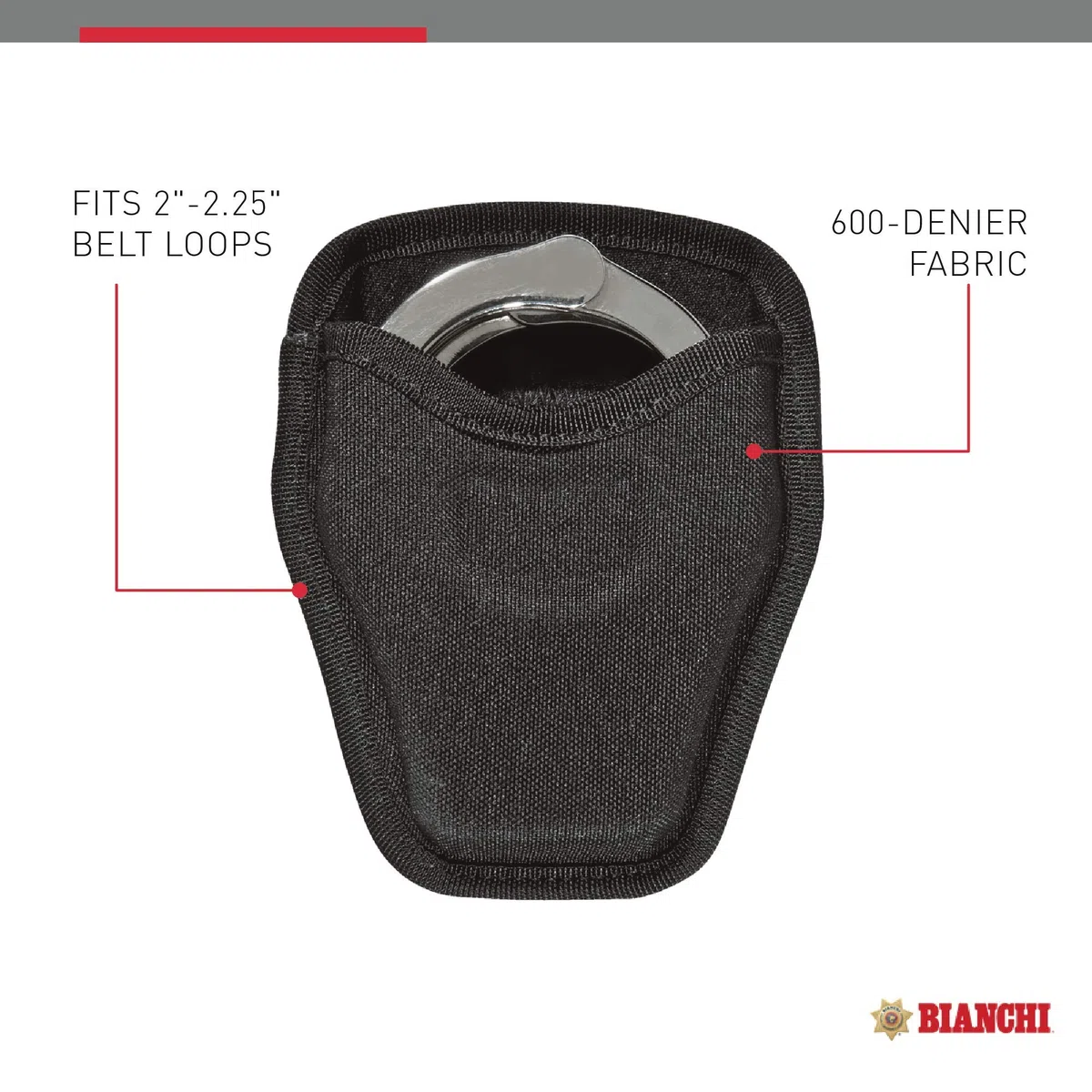 Bianchi 31403, Custodia per Manette Uomo, Nero, Fits: One Pair Standard Handcuffs