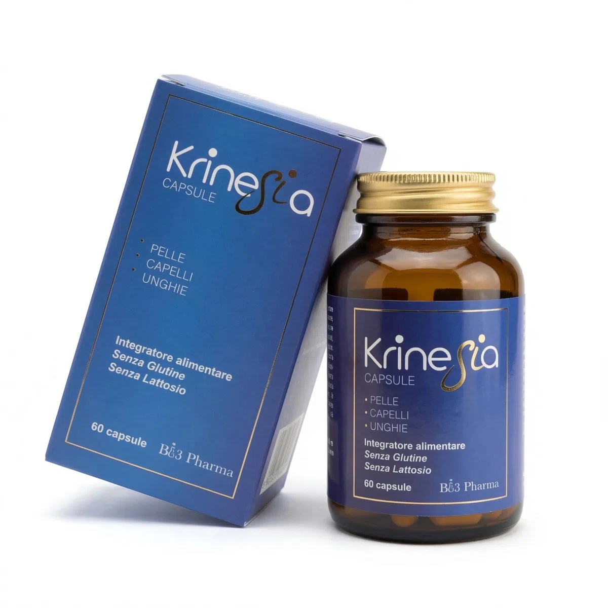 Krinesia Integratore Per Capelli Pelle Unghie 60 Capsule | Biotina Zinco Selenio con Serenoa Repens, Reishi, Miglio ed Equiseto | Supporto Capelli Fragili e Caduta da Stress | Made in Italy