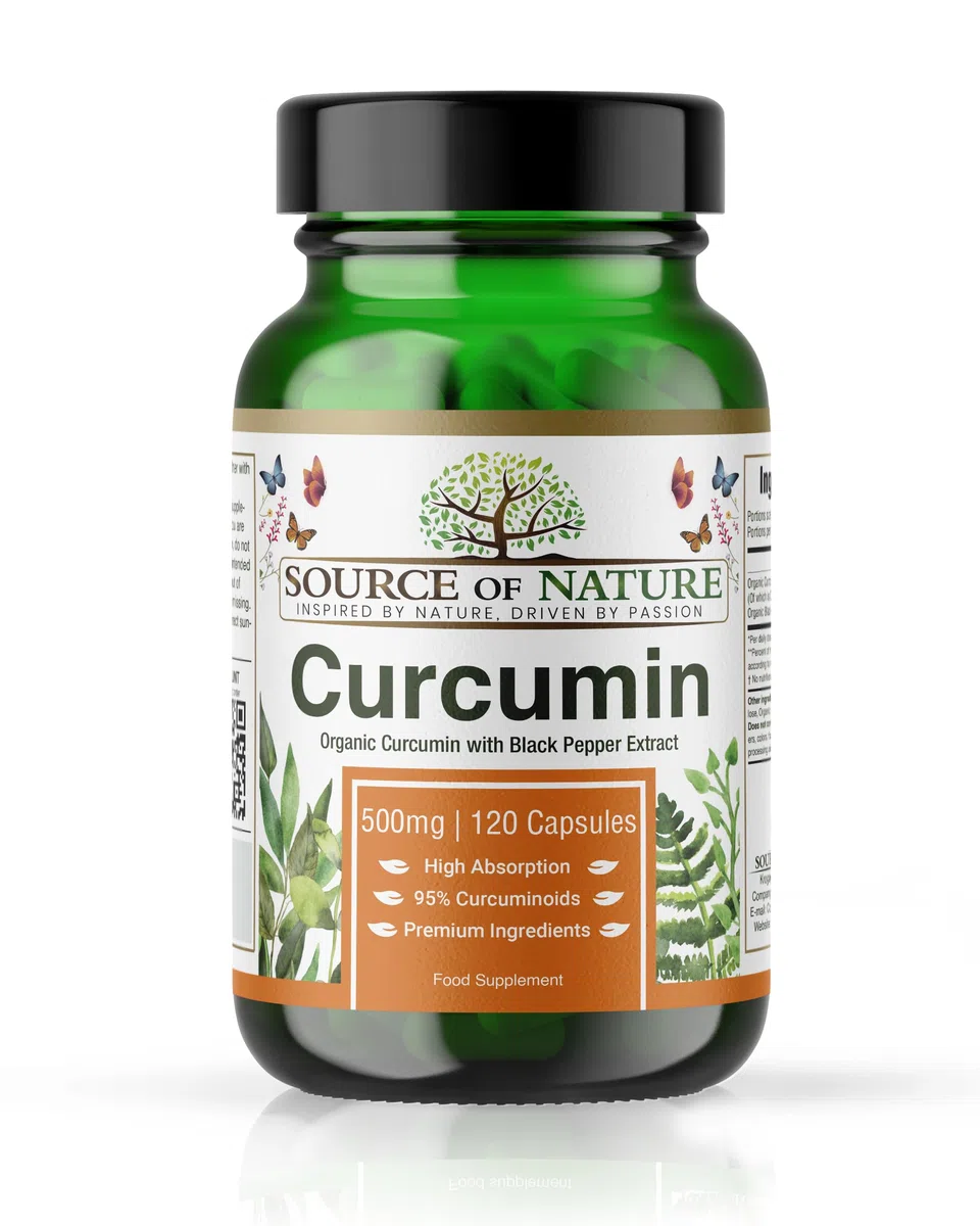 Source of Nature® | Estratto di Curcuma 500mg | 120 Capsule | +95% Curcuminoidi Puri | Prodotto nell'UE | Con BioPerine® (Estratto di Pepe Nero) per Assorbimento | Da Curcuma | Alta dose
