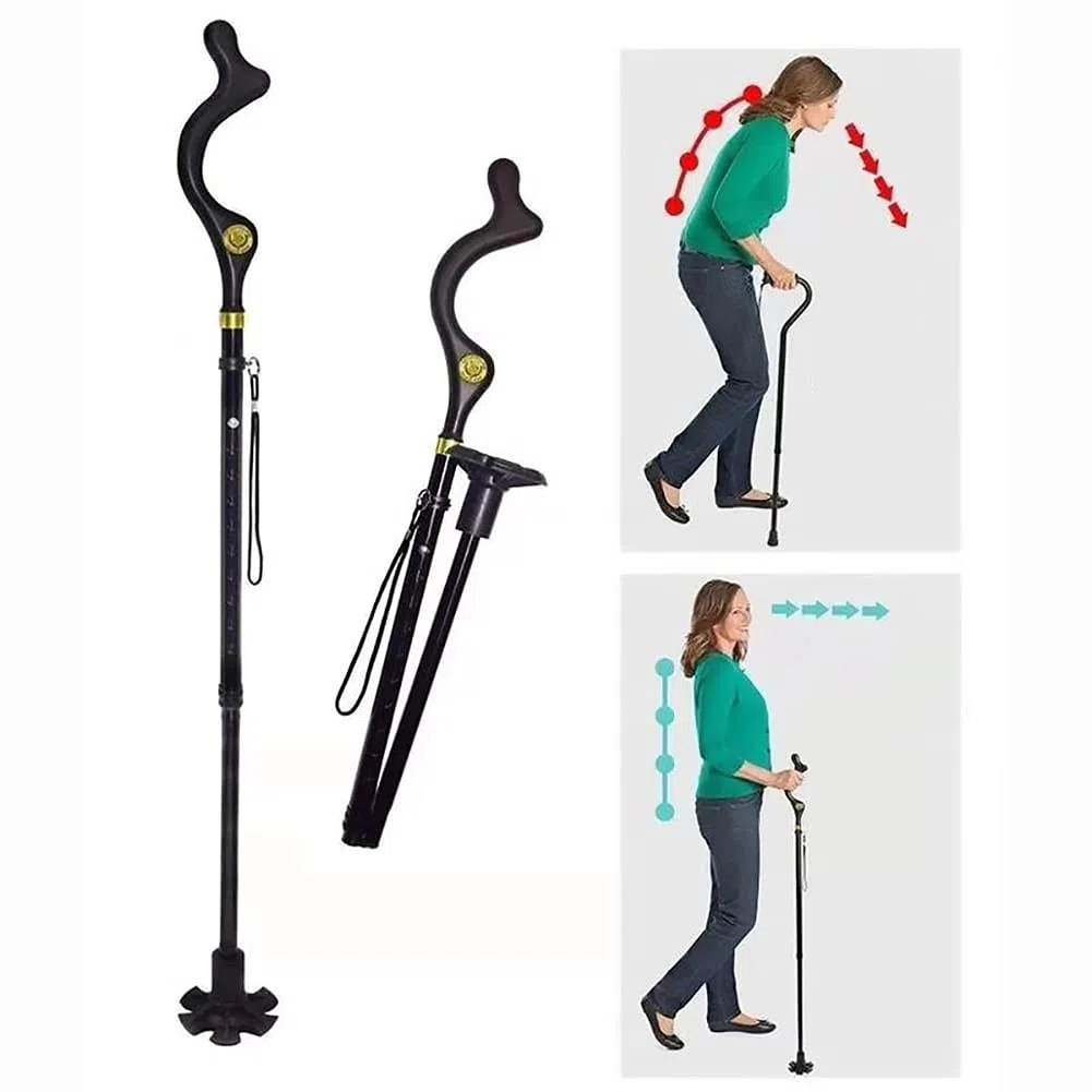 Bastone per Anziani Bastone Pieghevole da Passeggio Regolabile in Alluminio- Bastoni Donna Uomo - Impugnatura Ergonomica, Leggero, Trasportabile e Durevole - Sostegno e Aiuto per la Mobilità
