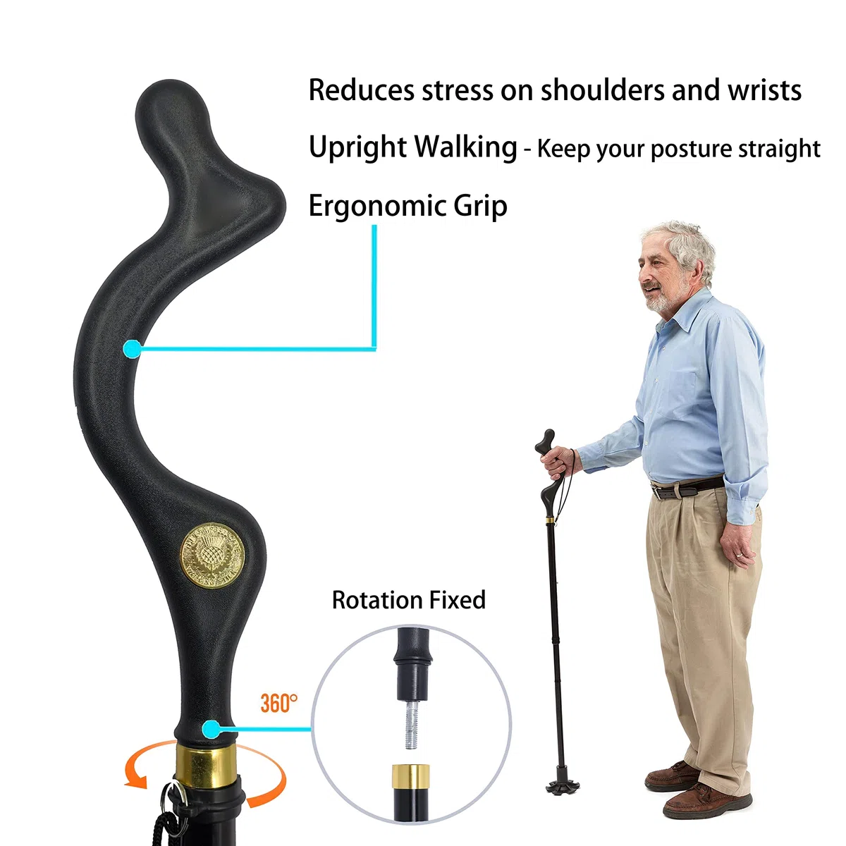 Bastone da Passeggio Posturale Bastone da Passeggio Pieghevole in Alluminio Regolabile Antiscivolo Leggero Portatore e Durevole per Escursionismo Camminata Viaggio Adulto Unisex