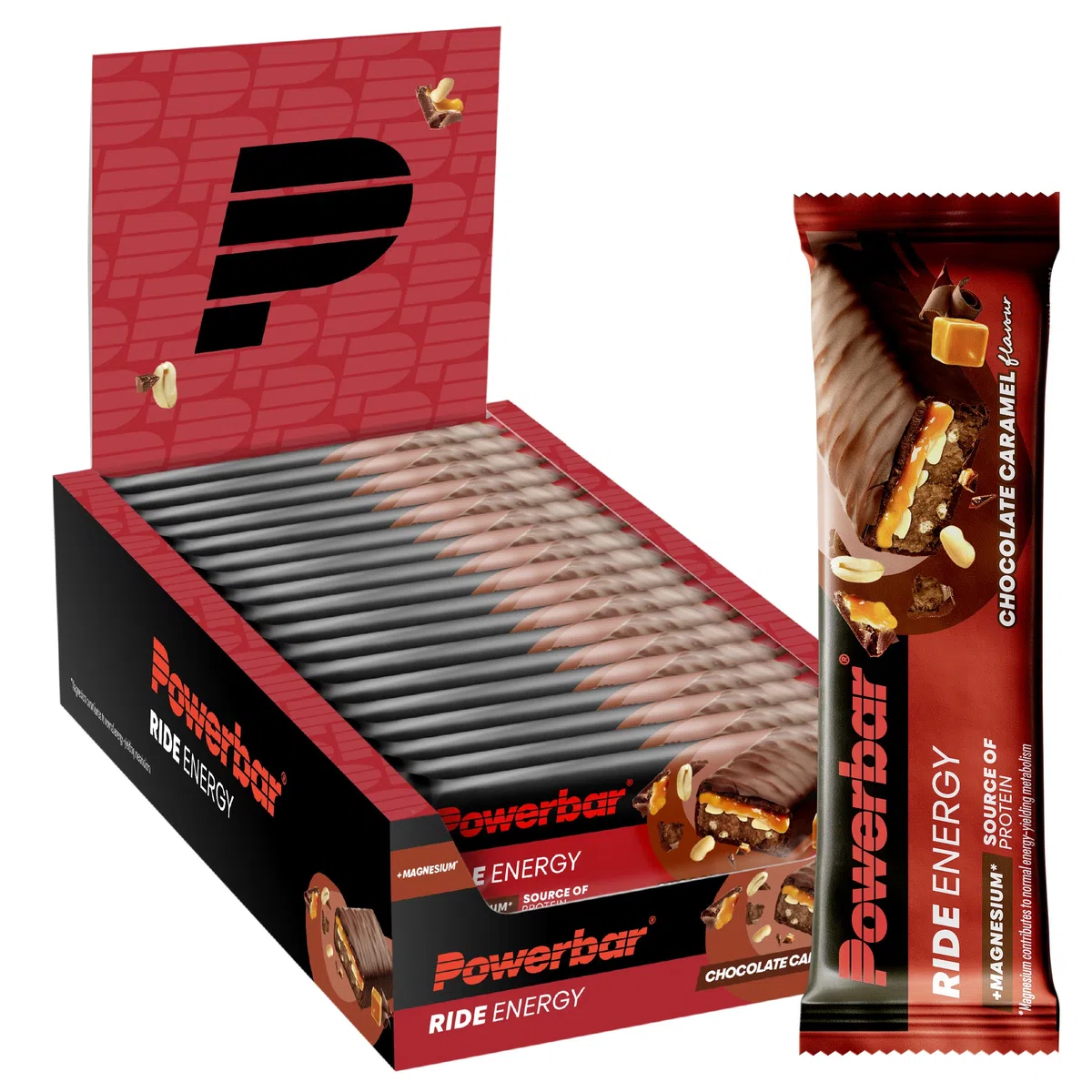 PowerBar Ride Energy Chocolate Caramel 18x55g - Barra Proteica di Carboidrati + Magnesio