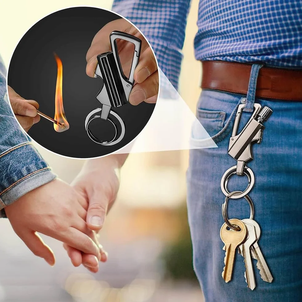 YGCHEN Accendino Eterno 3 in 1, Accendifuoco in Metallo con Apribottiglie, Mini Accendino Multifunzione per Zaino e Chiavi, Ideale per Campeggio, Escursionismo ed Emergenza - Regalo per Uomo Pratico