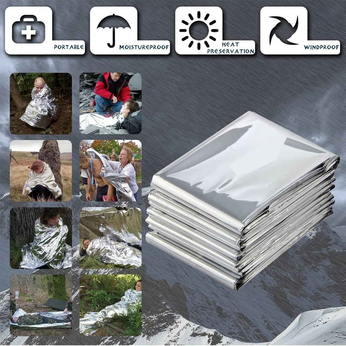 KAHEIGN 14 Pezzi Coperta di Lamina di Emergenza, 160cm x 210cm Coperta Termica di Emergenza in Mylar Pellicola Argentata Altamente Riflettente Coperte di Sopravvivenza per Sopravvivenza in Campeggio