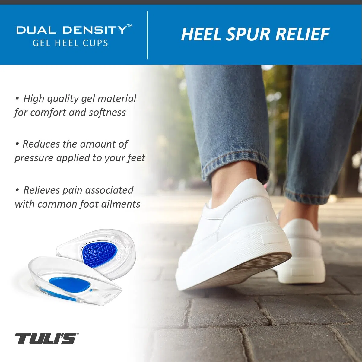 Tuli's Dual Density Heel Cups – Talloniere a Doppia Densità per Malessere al Tallone, Fascite Plantare e Sperone Calcaneare, 1 Paio, Regular