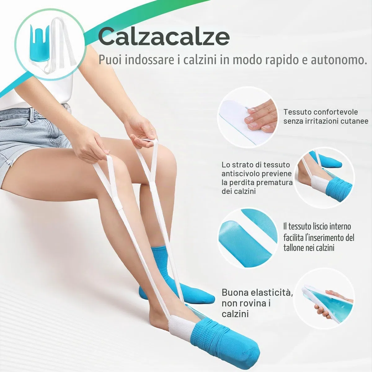 Kit Infila Calze per Anziani, Aiuta a Indossa Calzini, Scarpe e Pantaloni - Indossare Le Calza Calze per Anziani, isabili O Le Persone A Mobilità Ridotta Senza Chinarsi
