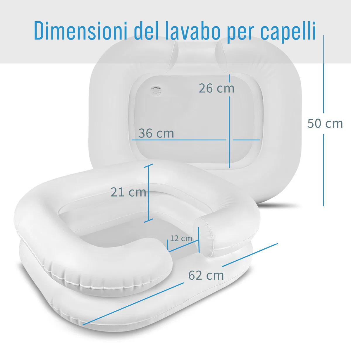 Pulox Lavandino mobile gonfiabile - Bacinella per Shampoo con sacca d'acqua, soffione e pompa d'aria - Vasca per il lavaggio dei capelli per pazienti allettati