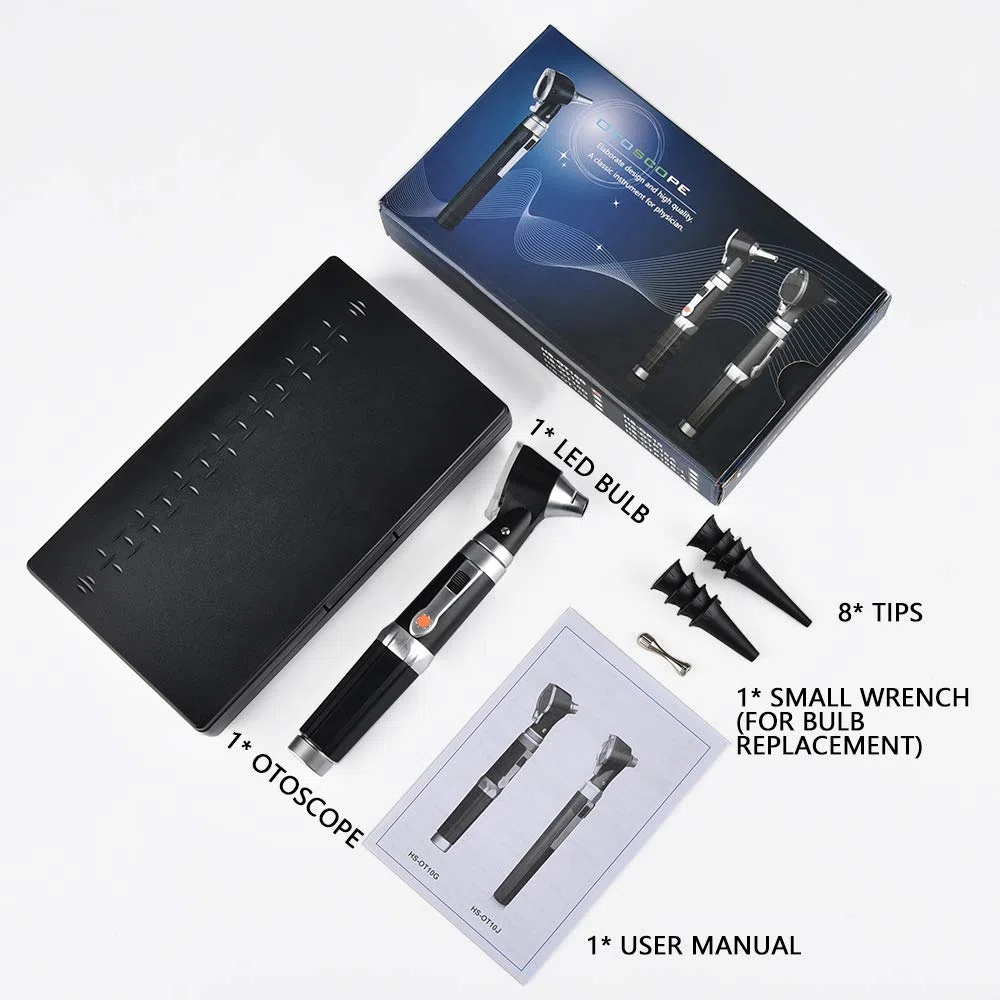Mini kit di otoscopi auricolari - Cannocchiale con LED, ingrandimento 3X, 8 tappi e 1 custodia - Materiale medico tascabile per infermieri, bambini, adulti, animali domestici