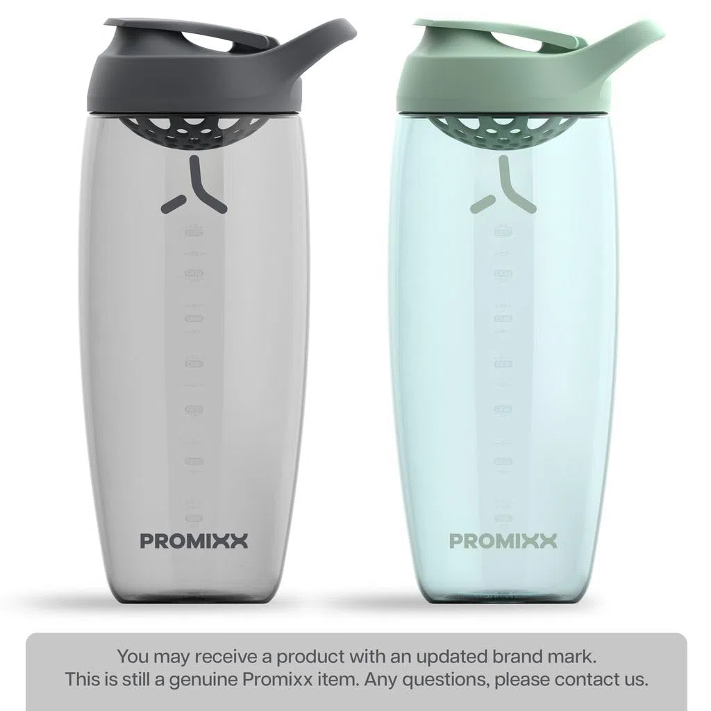 Promixx PURSUIT bottiglia shaker per proteine confezione da 2 per miscele di proteine e integratori frullati – Grigio Grafite, Verde Alga, 950ml