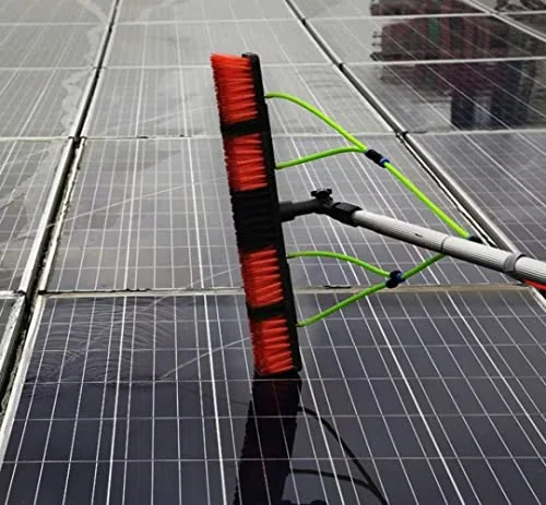 Kit de poste telescóo de 33 pies - Herienta de cepillo de eslla de goma con alimentación de agua de 10 m para paneles solares Manguera exteble Limpiador de ventanas profesal Fácil de