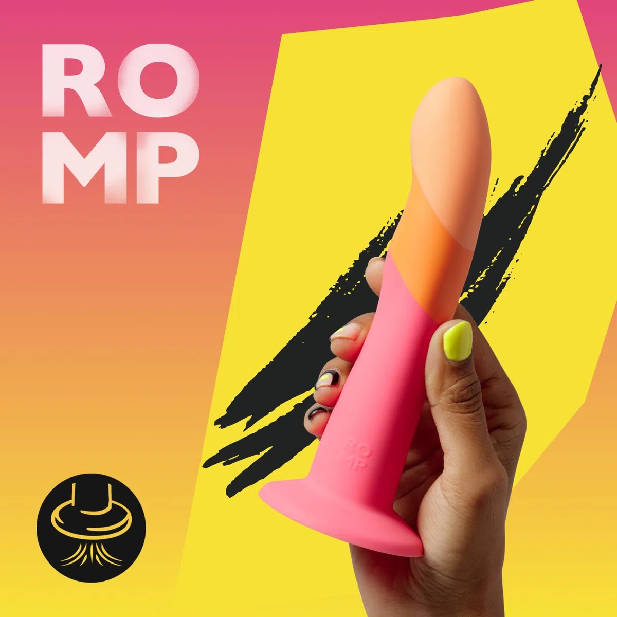 ROMP Dizi Dildo non realistico - Dildo in silicone da 7 pollici - Compatibile con i vibratori Bullet - Dildo P-Spot e G-Spot - Dildo a ventosa con imbracatura - Giocattolo sessuale per adulti