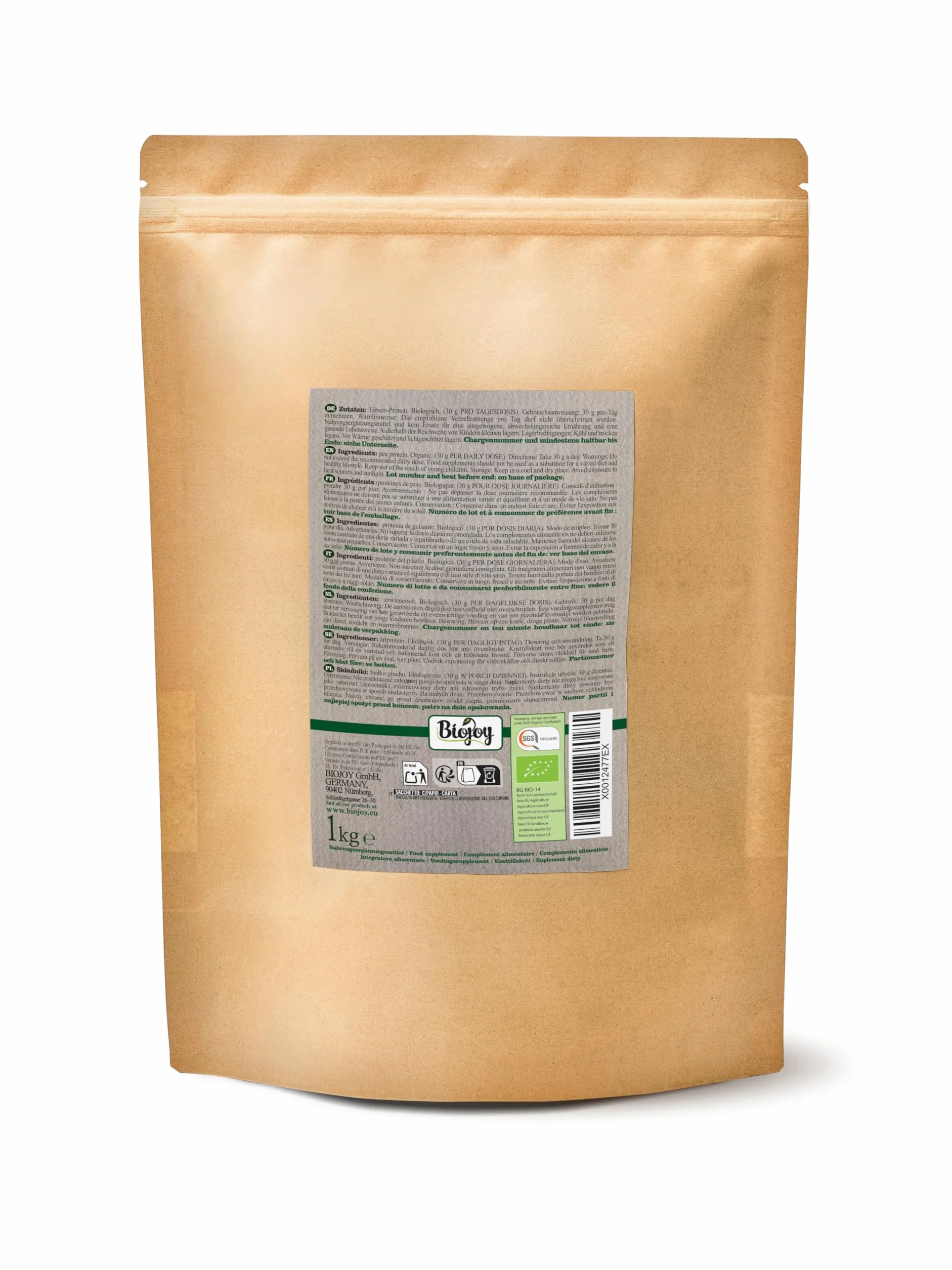 Biojoy Proteina di Piselli Biologiche (1 kg), senza additivi