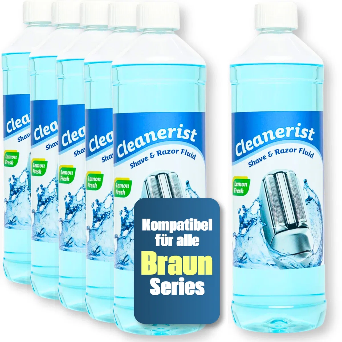 Cleanerist | 6 X 1L Pulitore per testina di rasatura Liquido di ricarica per Braun Clean & Renew (Series 3/5/7/8/9) – Sostituzione per la ricarica di 50 cartucce di pulizia CCR – Rasoio liquido