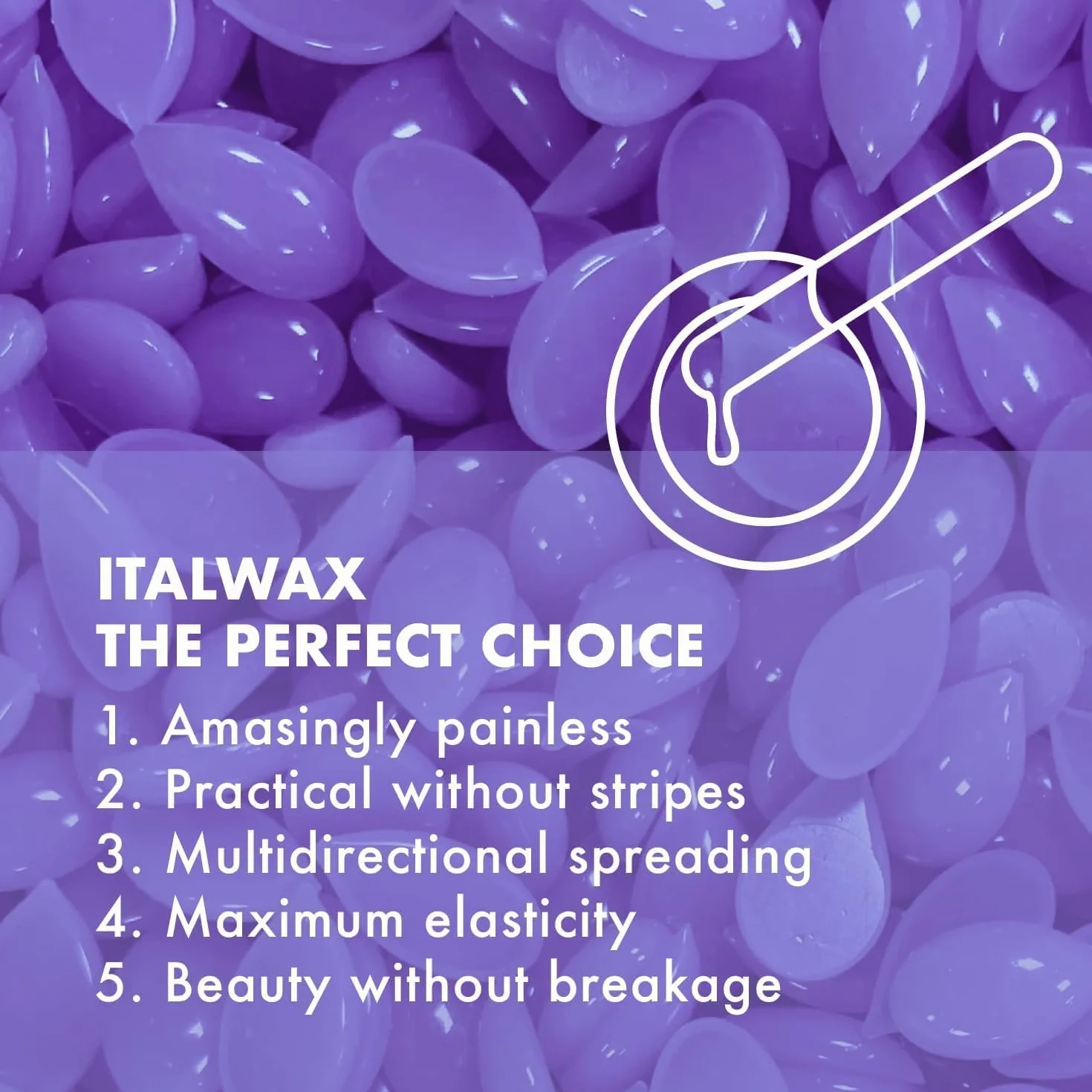 Italwax Top Line Orchid - 750g - Perline di cera per la depilazione a caldo senza strisce - Formula sintetica ideale per le pelli sensibili - Consigliato per l'area bikini e le ascelle - Inodore
