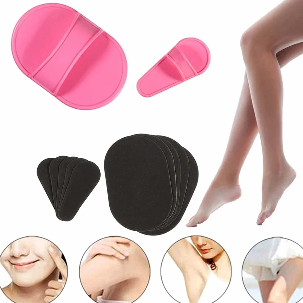 10 Pezzi Set di Tamponi per Depilazione, Guanto Depilatorio di Rimozione dei Capelli di Guanto di Depilazione di 2 Misure 8 Cartine Levigate Fine Nero Esfoliazione per Donna Depilazione Labbro Viso