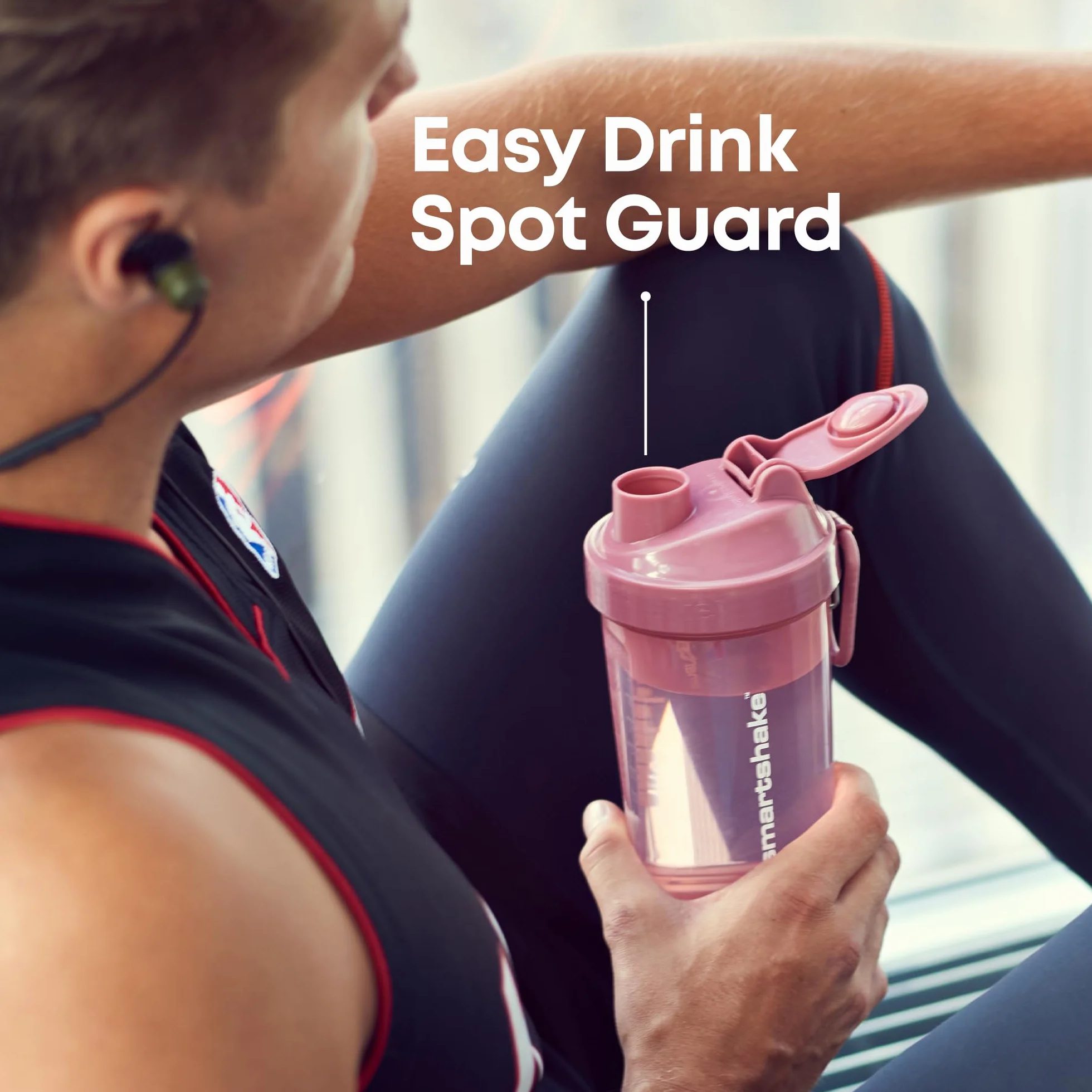 Smartshake O2GO ONE, confezione da 4 shaker proteici da 600 ml | 20 oz - Contenitore incluso - Coperchio a vite anti-perdita - Senza BPA - Unisex - Grigio nebbia, Verde militare, Nero, Blu navy